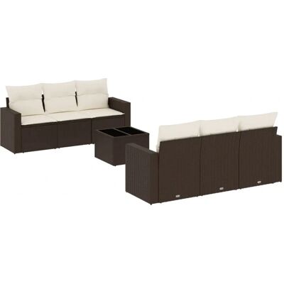 vidaXL Gartenmöbelset - Braun und Creme - 7-teiliges Sofagarnitur vidaXL Gartenmöbelset - Braun und Creme - 7-teiliges Sofagarnitur