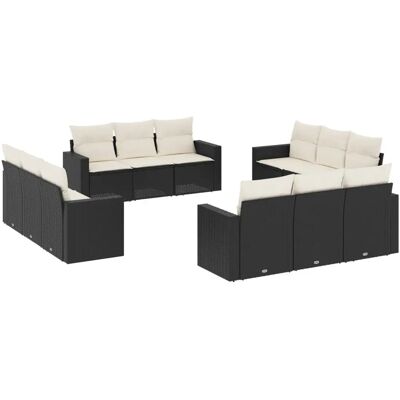 VidaXL Gartenmöbel-Set - Schwarz Poly Rattan - 12-teilig VidaXL Gartenmöbel-Set - Schwarz Poly Rattan - 12-teilig