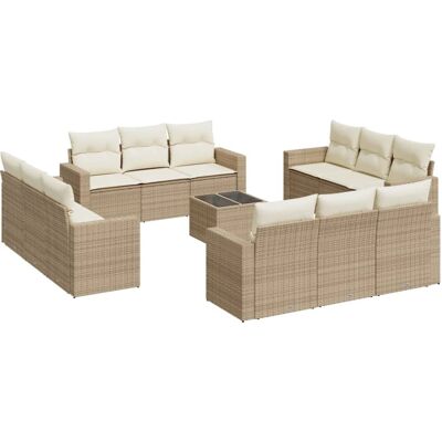 vidaXL Gartenmöbel-Set - 12-tlg. Beige Rattan - Outdoor Sofa vidaXL Gartenmöbel-Set - 12-tlg. Beige Rattan - Outdoor Sofa