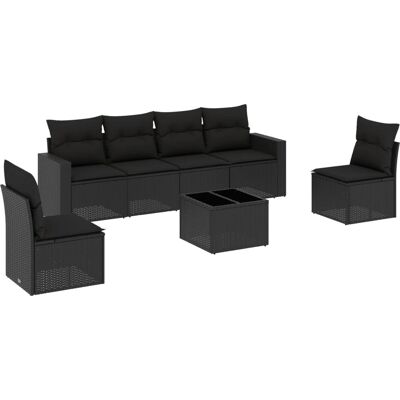 VidaXL Gartenset - Schwarz, 7 Teile, Rattan-Kunststoff VidaXL Gartenset - Schwarz, 7 Teile, Rattan-Kunststoff