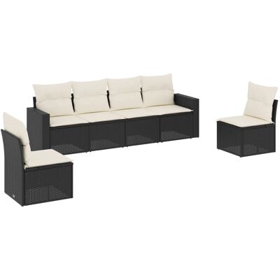 VidaXL Gartengarnitur-Set - Schwarz - 7-tlg. mit Kissen VidaXL Gartengarnitur-Set - Schwarz - 7-tlg. mit Kissen
