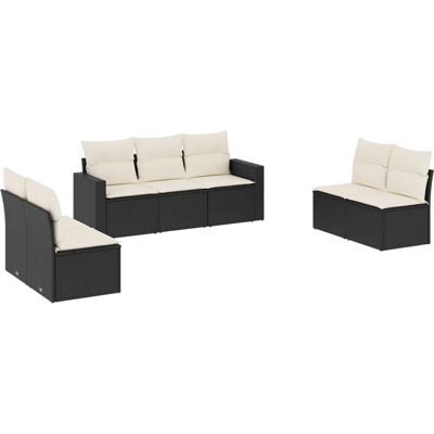 vidaXL 7-tlg. Gartensofagarnitur mit Kissen Beige Poly Rattan vidaXL 7-tlg. Gartensofagarnitur mit Kissen Beige Poly Rattan