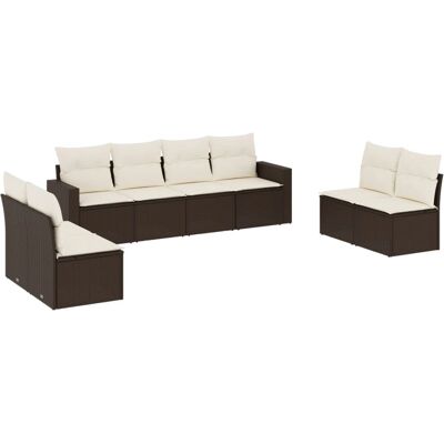 VidaXL Gartensofa-Set - Braun, 8-teilig, Kissen - Gartenmöbel VidaXL Gartensofa-Set - Braun, 8-teilig, Kissen - Gartenmöbel