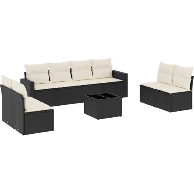 vidaXL Gartensofagarnitur 8-teilig - Schwarz & Creme vidaXL Gartensofagarnitur 8-teilig - Schwarz & Creme