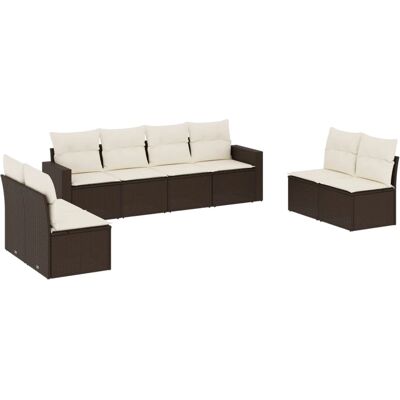 vidaXL Gartenmöbel Set - Braun & Creme - 9-tlg. Gartencouch vidaXL Gartenmöbel Set - Braun & Creme - 9-tlg. Gartencouch