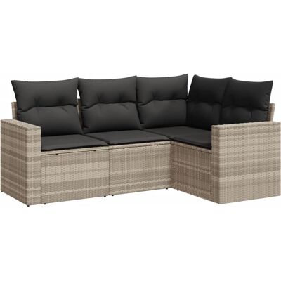 vidaXL 4-Tlg. Garten-Sofagarnitur Mit Kissen Beige Poly Rattan Farbe: Hellgrau Mode vidaXL 4-Tlg. Garten-Sofagarnitur Mit Kissen Beige Poly Rattan Farbe: Hellgrau Mode