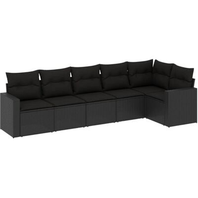 vidaXL Outdoor-Möbelset - Schwarz, 6-teilig, Modular - Gartenset vidaXL Outdoor-Möbelset - Schwarz, 6-teilig, Modular - Gartenset
