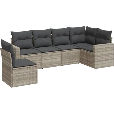 vidaXL 6-Tlg. Garten-Sofagarnitur Mit Kissen Beige Poly Rattan - Hellgrau Mode vidaXL 6-Tlg. Garten-Sofagarnitur Mit Kissen Beige Poly Rattan - Hellgrau Mode