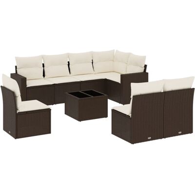 vidaXL Gartenmöbel-Set - Braun, 8-tlg. modulare Couchgarnitur vidaXL Gartenmöbel-Set - Braun, 8-tlg. modulare Couchgarnitur