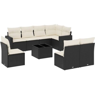 vidaXL 8-teilige Garten-Sofagarnitur mit Kissen - Schwarz - Poly Rattan vidaXL 8-teilige Garten-Sofagarnitur mit Kissen - Schwarz - Poly Rattan