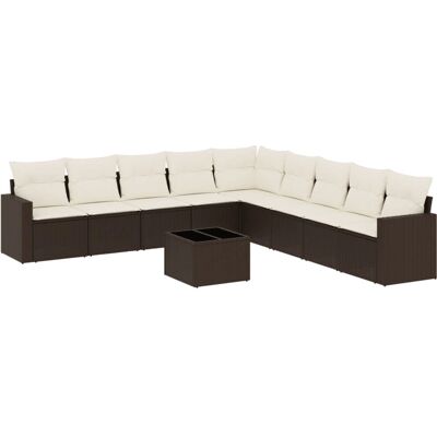VidaXL Gartenmöbel Set - Braun und Creme - 10-teiliges Sofa VidaXL Gartenmöbel Set - Braun und Creme - 10-teiliges Sofa