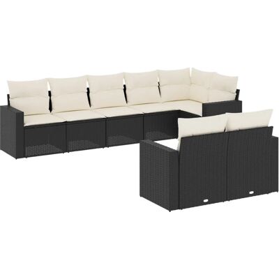 VidaXL Gartenmöbelset - Schwarz Beige Kissen - 8-teiliges Sofa-Set VidaXL Gartenmöbelset - Schwarz Beige Kissen - 8-teiliges Sofa-Set