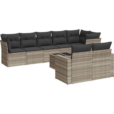 vidaXL 8-tlg. Garten-Sofagarnitur Mit Kissen Beige Poly Rattan vidaXL 8-tlg. Garten-Sofagarnitur Mit Kissen Beige Poly Rattan