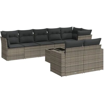 Vidaxl - Conjunto de móveis de jardim 9 peças com almofadas rattan sintético cinza 961173 Vidaxl - Conjunto de móveis de jardim 9 peças com almofadas rattan sintético cinza 961173