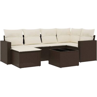 vidaXL 7-Tlg. Garten-Sofagarnitur Mit Kissen Beige Poly Rattan - Gartenmöbel-Set vidaXL 7-Tlg. Garten-Sofagarnitur Mit Kissen Beige Poly Rattan - Gartenmöbel-Set
