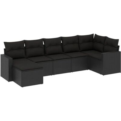 vidaXL 8-tlg. Garten-Sofagarnitur Mit Kissen Beige Poly Rattan - Schwarz vidaXL 8-tlg. Garten-Sofagarnitur Mit Kissen Beige Poly Rattan - Schwarz