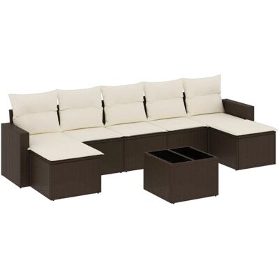 VidaXL Gartenmöbel-Set - Braun und Creme - 7-teiliges Sofagarnitur VidaXL Gartenmöbel-Set - Braun und Creme - 7-teiliges Sofagarnitur