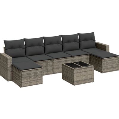 vidaXL 8-teilige Garten-Sofagarnitur mit Kissen - Grau Modell: Mit Ti vidaXL 8-teilige Garten-Sofagarnitur mit Kissen - Grau Modell: Mit Ti