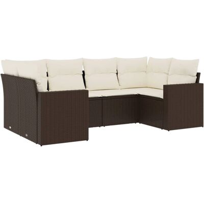 vidaXL 6-Tlg. Garten-Sofagarnitur Mit Kissen Beige - Poly Rattan vidaXL 6-Tlg. Garten-Sofagarnitur Mit Kissen Beige - Poly Rattan