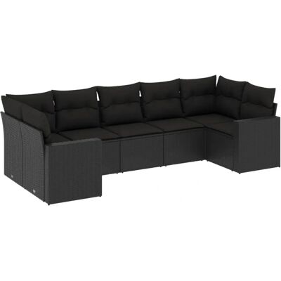 VidaXL Gartenmöbel-Set - Schwarz, 7 Stück, Synthetischer Rattan VidaXL Gartenmöbel-Set - Schwarz, 7 Stück, Synthetischer Rattan