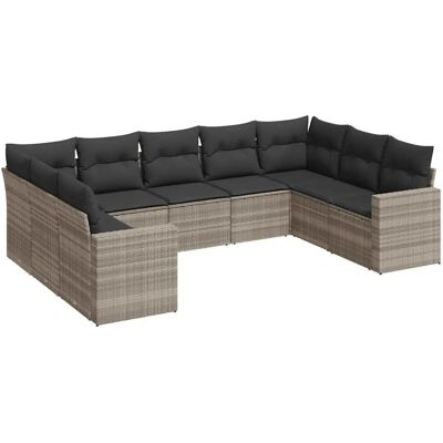 vidaXL 9-Tlg. Garten-Sofagarnitur Mit Kissen Beige Poly Rattan vidaXL 9-Tlg. Garten-Sofagarnitur Mit Kissen Beige Poly Rattan
