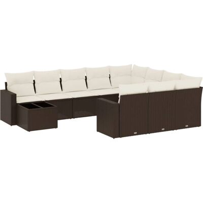 vidaXL 11-Tlg. Garten-Sofagarnitur Mit Kissen Beige Poly Rattan vidaXL 11-Tlg. Garten-Sofagarnitur Mit Kissen Beige Poly Rattan