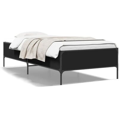 vidaXL Bettgestell 100x200 cm - Schwarz - Holz und Metall vidaXL Bettgestell 100x200 cm - Schwarz - Holz und Metall