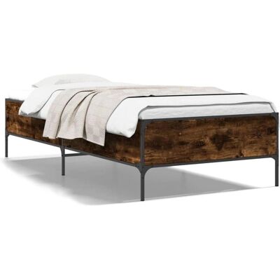 vidaXL Bettgestell Räuchereiche - 100x200 cm - Holz & Metall - Robust vidaXL Bettgestell Räuchereiche - 100x200 cm - Holz & Metall - Robust