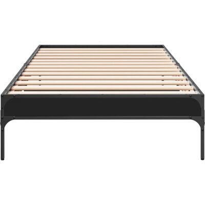vidaXL Bettgestell - 100x200 cm, Schwarz, Holz & Metall, Einfach Zusammenbauen vidaXL Bettgestell - 100x200 cm, Schwarz, Holz & Metall, Einfach Zusammenbauen