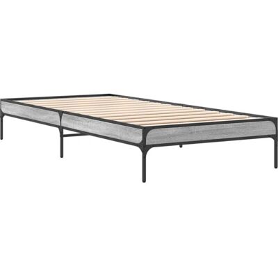 vidaXL Harmaa Sonoma sänkykehys 100x200 cm - Puu ja metalli vidaXL Harmaa Sonoma sänkykehys 100x200 cm - Puu ja metalli