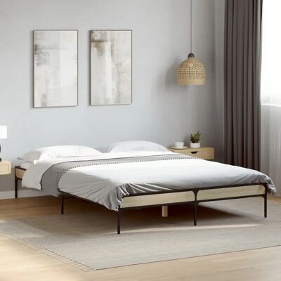 vidaXL Sonoma Tammi Sängirunko - 135x190 cm, Puu & Metalli vidaXL Sonoma Tammi Sängirunko - 135x190 cm, Puu & Metalli