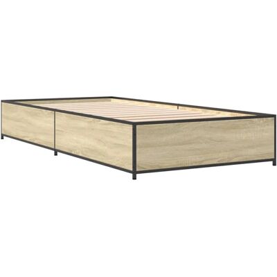 vidaXL Bettgestell Sonoma Eiche - Holz & Metall - 75x190 cm - Bettgestell vidaXL Bettgestell Sonoma Eiche - Holz & Metall - 75x190 cm - Bettgestell