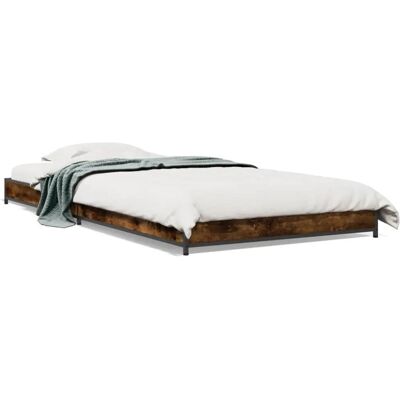 vidaXL Bettgestell Räuchereiche - Bett - Schwarz - 75x190 cm vidaXL Bettgestell Räuchereiche - Bett - Schwarz - 75x190 cm