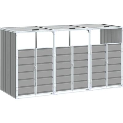 vidaXL Abri pour 3 conteneurs - Acier gris - 216x81x115 cm vidaXL Abri pour 3 conteneurs - Acier gris - 216x81x115 cm