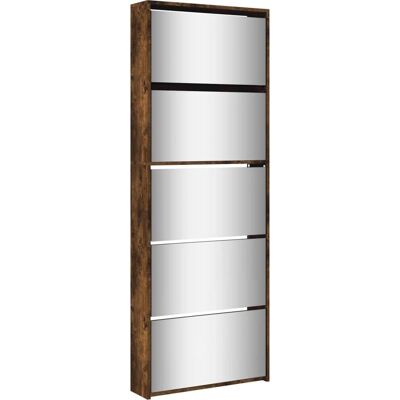 vidaXL Schoenenkast met spiegel - gerookt eiken - 5 lagen vidaXL Schoenenkast met spiegel - gerookt eiken - 5 lagen