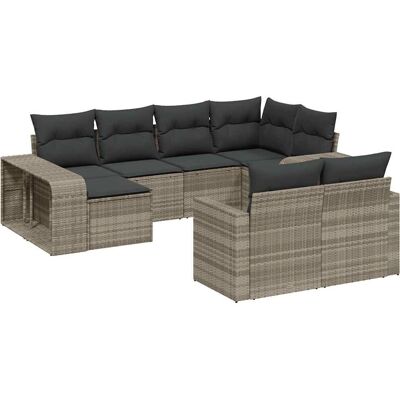 vidaXL 10-Teiliges Garten-Sofagarnitur Mit Kissen Hellgrau vidaXL 10-Teiliges Garten-Sofagarnitur Mit Kissen Hellgrau
