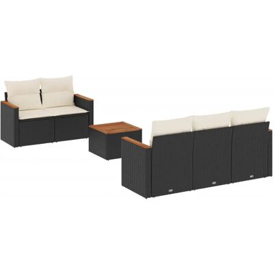 vidaXL 6-tlg. Garten-Sofagarnitur mit Kissen, Schwarz - Gartenmöbel vidaXL 6-tlg. Garten-Sofagarnitur mit Kissen, Schwarz - Gartenmöbel