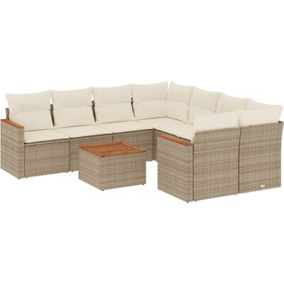 vidaXL Gartenmöbel-Set - Beige - 9-teiliges modulare Sofagarnitur mit Kissen vidaXL Gartenmöbel-Set - Beige - 9-teiliges modulare Sofagarnitur mit Kissen