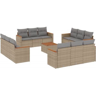 vidaXL 12-teiliges Garten-Sofagarnitur mit Kissen Beige - Gartenmöbelset vidaXL 12-teiliges Garten-Sofagarnitur mit Kissen Beige - Gartenmöbelset
