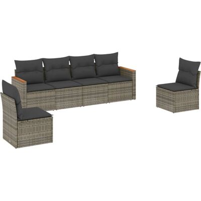 vidaXL 6-Teiliges Gartensofa-Set mit Kissen Grau vidaXL 6-Teiliges Gartensofa-Set mit Kissen Grau