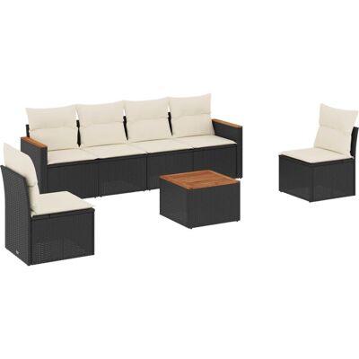 vidaXL 6-Tlg. Garten-Sofagarnitur Mit Kissen Poly Rattan Farbe: Schwarz und Creme M vidaXL 6-Tlg. Garten-Sofagarnitur Mit Kissen Poly Rattan Farbe: Schwarz und Creme M