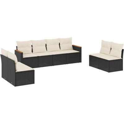 vidaXL 8-teilige Gartenmöbel-Set Schwarz & Creme vidaXL 8-teilige Gartenmöbel-Set Schwarz & Creme
