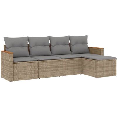 vidaXL 5-tlg. Garten-Sofagarnitur beige Poly Rattan vidaXL 5-tlg. Garten-Sofagarnitur beige Poly Rattan