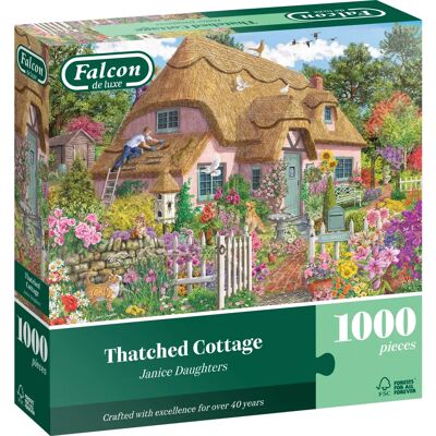Falcon de luxe Rieten Huisje Puzzel - 1000 Stukjes - Landschap Falcon de luxe Rieten Huisje Puzzel - 1000 Stukjes - Landschap
