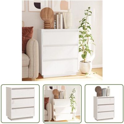 THE LIVING STORE - Credenza Bianca 60x34x75 Pine - Szafa THE LIVING STORE - Credenza Bianca 60x34x75 Pine - Szafa