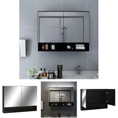 Szafka z lustrem LED do łazienki - Nowoczesna, czarna, 80x15x60 cm Szafka z lustrem LED do łazienki - Nowoczesna, czarna, 80x15x60 cm