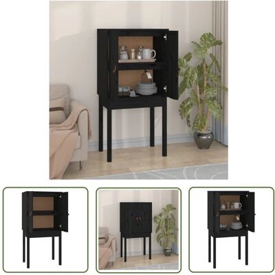 The Living Store - 60x40x120 Drewno sosnowe lite - Czarny - Cabinet The Living Store - 60x40x120 Drewno sosnowe lite - Czarny - Cabinet