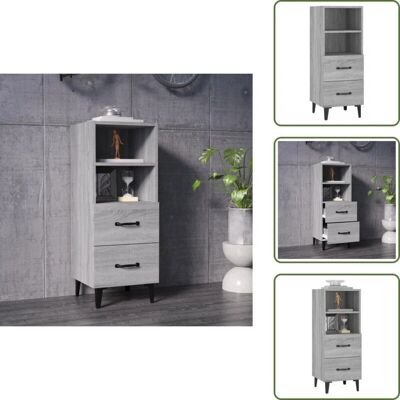 THE LIVING STORE - Credenza Grigio Sonoma - Plywood - 34.5x34x90 cm - cabinet THE LIVING STORE - Credenza Grigio Sonoma - Plywood - 34.5x34x90 cm - cabinet