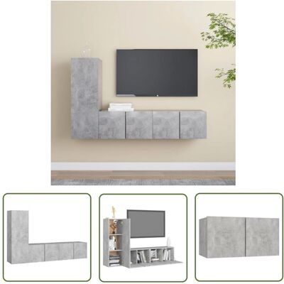 THE LIVING STORE - Set Di Mobili Porta Tv 3 Pz Grigio Cemento In Legno Multistrato Mobile THE LIVING STORE - Set Di Mobili Porta Tv 3 Pz Grigio Cemento In Legno Multistrato Mobile