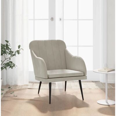 Prolenta Premium - Fauteuil en velours gris clair - Mobilier - Publicité Prolenta Premium - Fauteuil en velours gris clair - Mobilier - Publicité